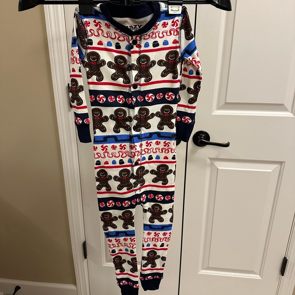 Lazy One Gingerbread Kids Pajama Set NWT - Brown and Cream